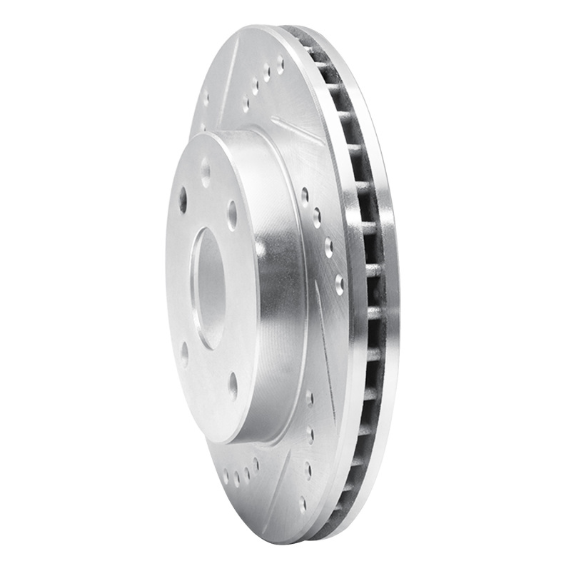 Chevrolet Optra Brake Rotor (1) - Front Left - R1 Concepts - Drilled & Slotted - Silver - `04-`10